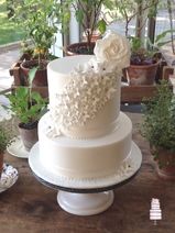 2 tier white wedding cake